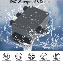 Otdorpatio Project BoxI P67 Outdoor Waterproof box Electronic Junction Box with 25A 600V 6P Barrier Terminal 1IN/2Out Electrical Boxes 4.5x3.5x2.12 inch