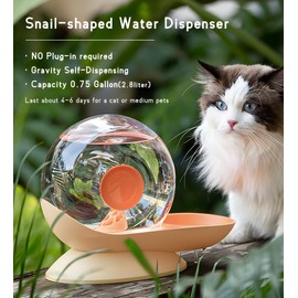 LAVAMOND Pet Water Dispenser, Automatic Waterer 0.75 Gallon for Cat and Dog, BPA-Free Gravity Waterer Without Electricity Safe for Pet Self-Dispensing 2.8L (Creamy Pink)