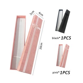 DAZZLUXE 2 Pieces Jewellery Storage Box, Necklace Bracelet Gift Box, Jewellery Gift Box, Jewellery Display Box, Long Necklace Jewellery Box, Jewellery Gift Storage (Black, Pink)