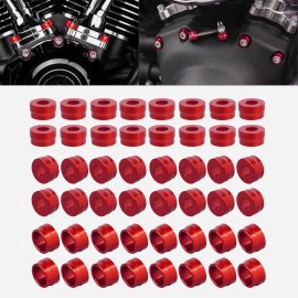 Unbranded 48X Red Engine Bolt Cover Caps Kit For Harley Dyna Fat Bob FXDF Road Glide FLTRX