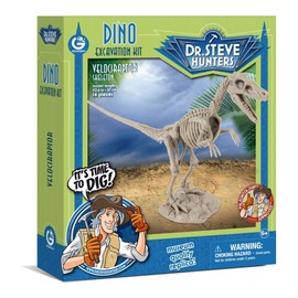 Dr Steve Hunters 91031 Dino Dig Excavation Kit-Velociraptor-14 Pieces-Uncle Milton Scientific Educational Toy, Multicolour