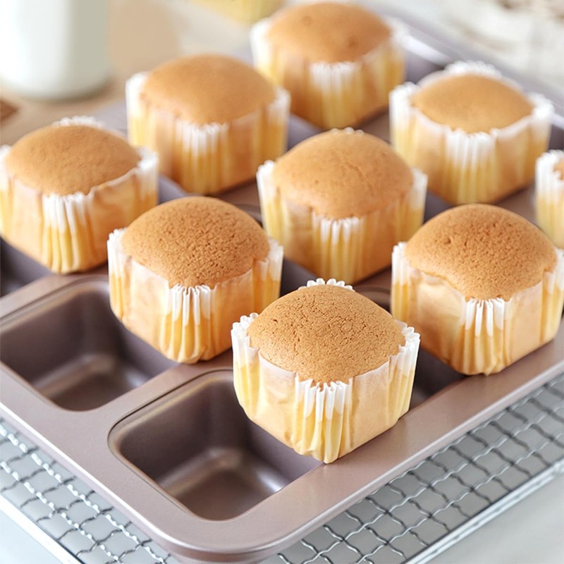 100 Count White Cupcake Liners, Square Baking Cup, Paper Cupcake