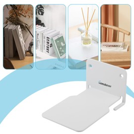 Homakover Large Invisible Floating Bookshelves, Heavy-Duty Book Organizers, Wall Mounted Bookshelf, Iron Storage Shelves for Bedroom, Living Room, Office (Large-4 Pieces, White)