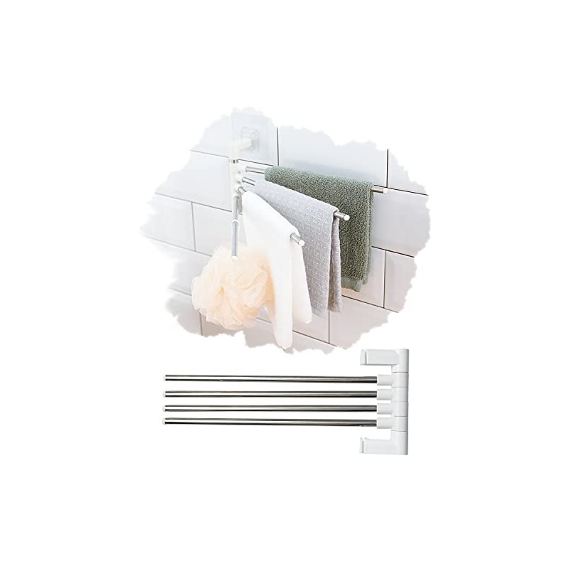 Swivel Towel Bar Wall Mounted 4 Arm Towel Rack Stainless