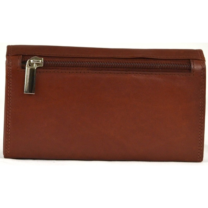 Ladies Soft Real Nappa Leather Long Flap-over Purse with Inner