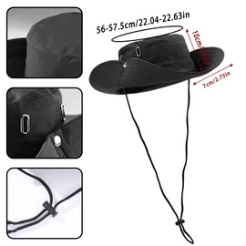 MILAKOO Unisex Bucket Hat Outdoor Fishing Hat Sun Hat for Men and Women Hiking Hat Quick Drying Waterproof Hiking Hat with Hinged Brim and Windproof Rope, black, Unit size