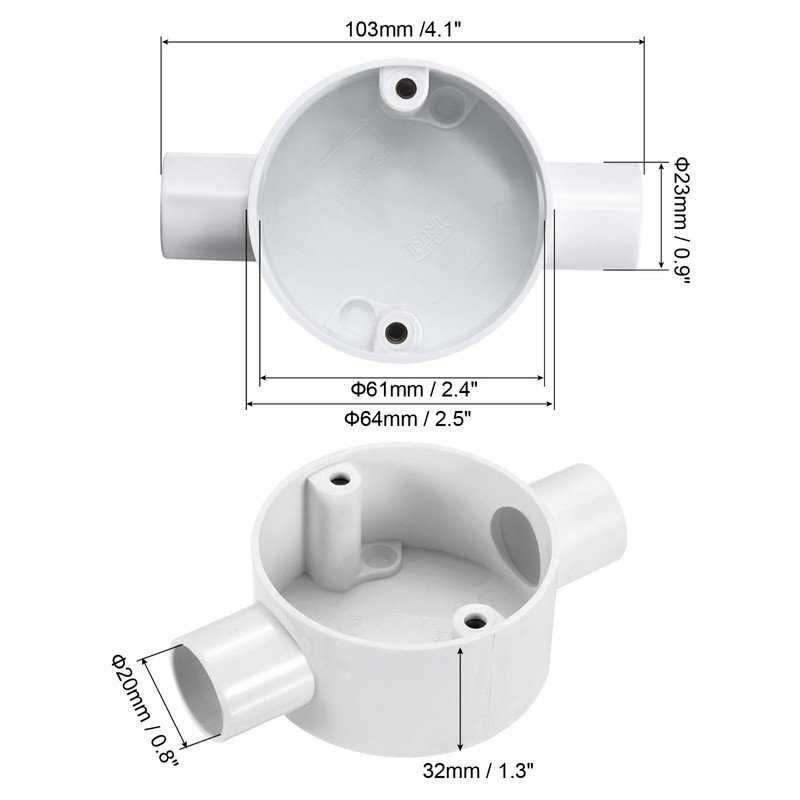 sourcing map 5Pcs PVC Conduit Box Junction Box 2 Way