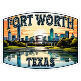 Fort Worth Texas Sticker 4 Inch Travel Souvenir City Destination - Waterproof Vinyl Decal for Laptop Water Bottle Car Tumbler - Durable Aesthetic Long-Lasting Stickers for Adults ID44990