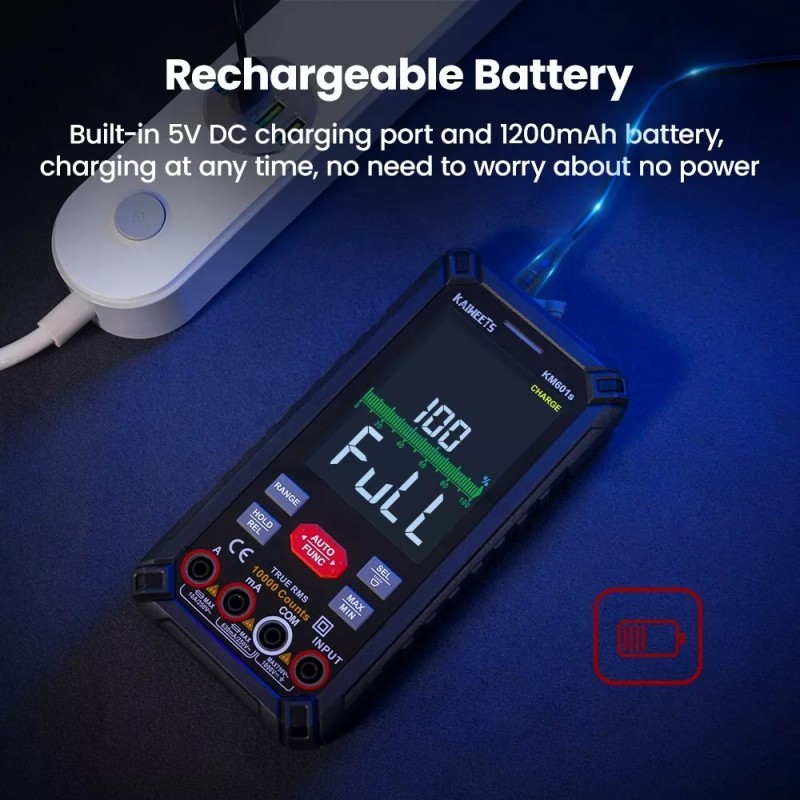 KAIWEETS KM601S Digital Multimeter 10000 Count 10A True-RMS Meter Rechargeable