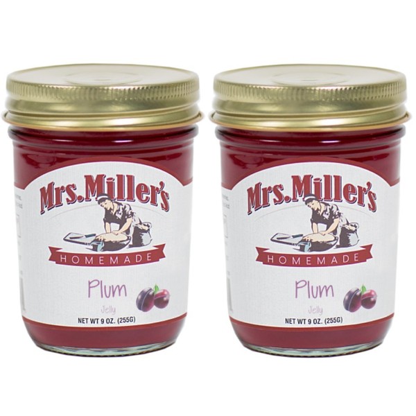 Mrs. Miller's Amish Homemade Plum Jelly, 9 oz - Pack of 2 (Boxed)