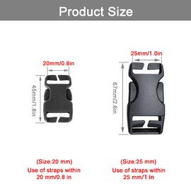 YJFY Pack of 2 Buckles Click Lock Backpack Strap Buckle Fastener Threads No Need to Remove for Backpack Repair, Pet Collars and More, black