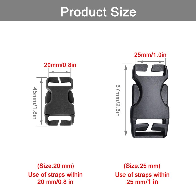 YJFY Pack of 2 Buckles Click Lock Backpack Strap Buckle