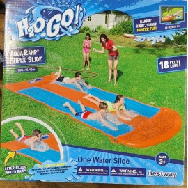 Bestway H2O Go Aqua Ramp Triple Water Slide Drench Water Pool Slip N Slide 18Ft Long 3+