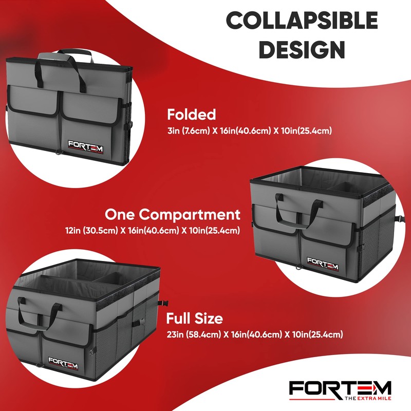FORTEM Trunk Organizer For SUV Car Trunk Organizer, Foldable Storage,
