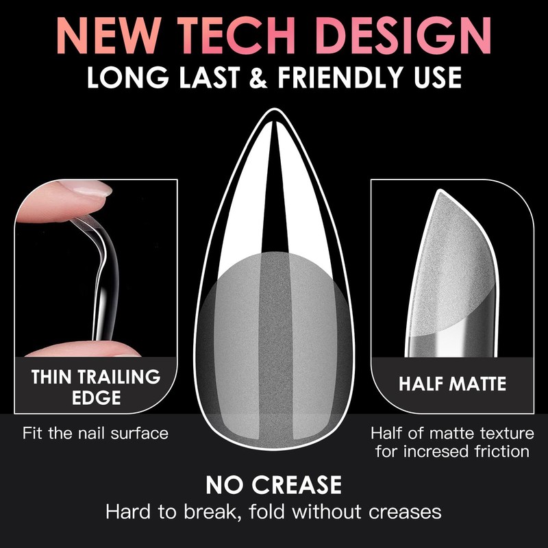 Medium Stiletto Soft Gel Nail Tips, BORNBYME 240 PCS Pre