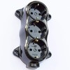 Socket fix, retro, 3-way, 16A-250V, surface-mounted, brass, thick, black, retro