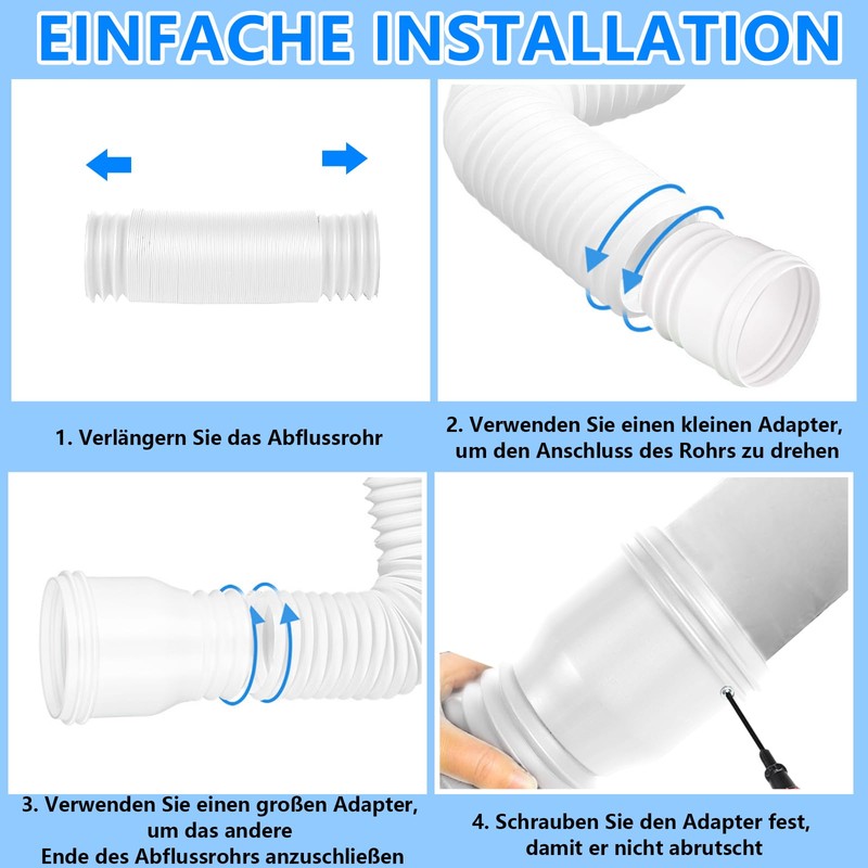 YushengTai Downpipe Gutter Flexible Extension Set, Downpipe Extensions Flexible Round