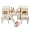 POMFAEE Wooden Dwarf Hamster House, Hamster Tiny House Hideout, Hamster