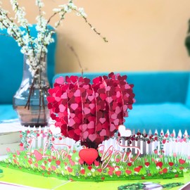 HEARTAGS- Anniversary Card | 6x8 in Tree Of Heart Birthday Pop Up Card For Husband, Wife, Him, Her, Popup Birthday Card For Boyfriend, Girlfriend, Couple, Romantic Love Card With Envelope