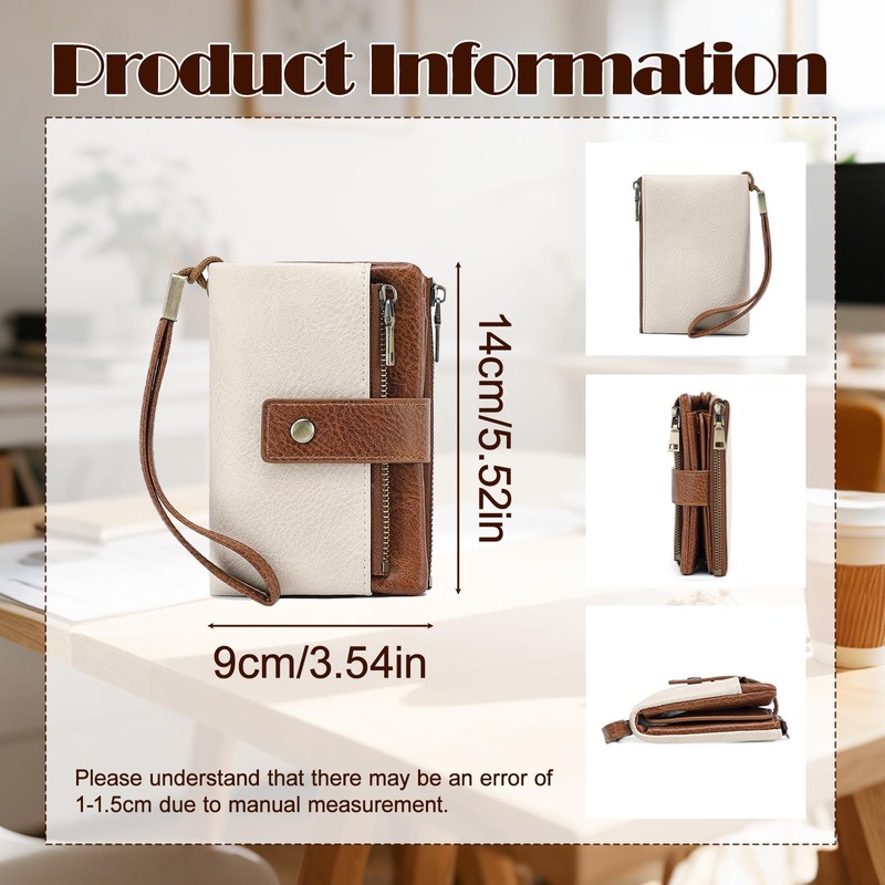 NAWHAOA Womens Wallet Small Leather RFID Blocking Tri-Fold Large Capacity