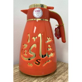 RED KITCHEN Arabic Vacuum Flask - Shai - Tea - Keeps Hot & Cold - 1 Liter - CORAL