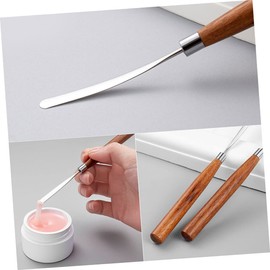 DOITOOL 2pcs Makeup Spatula Tool for Foundation Makeup Mixing Metal Handle Stainless Steel Beauty Spatula