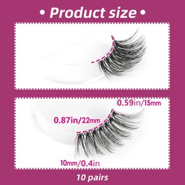 10 Paar falsche Katzenaugenwimpern, dreidimensional, mehrlagig, lockig und dick (20mm)