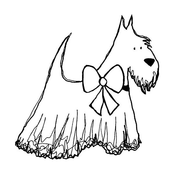 'Scottie Dog with Bow' Rubber Stamp - Unmounted Design for