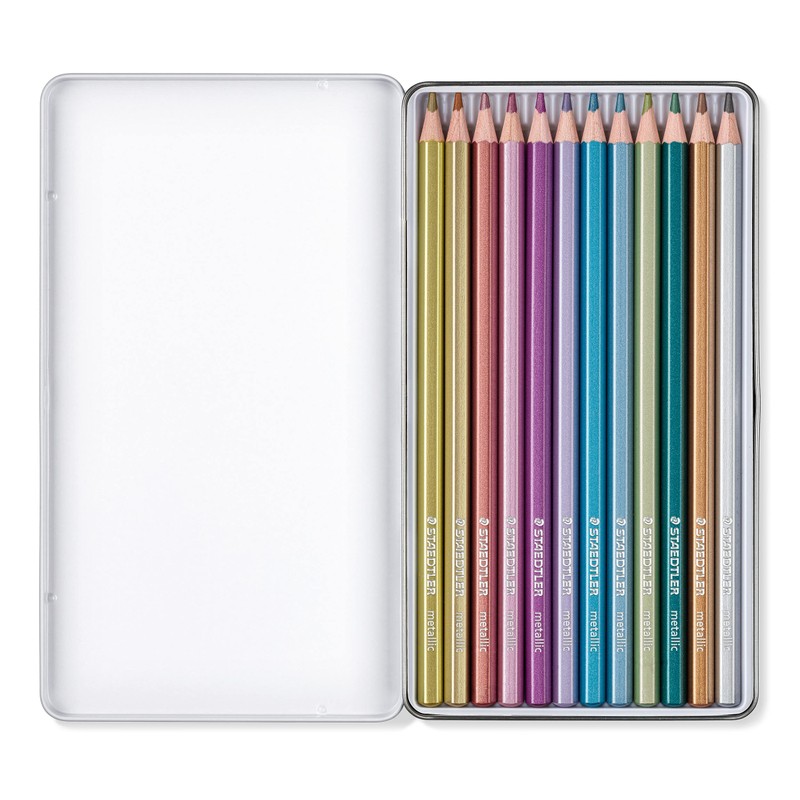 STAEDTLER 146M M12 Metallic Colouring Pencils - Assorted Colours (Tin