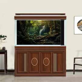 ZatiasMiller Waterfall Aquarium Background Tropical Rainforest Terrarium Background Huge Trees Jungle Style Reptile Habitat Background Natural Landscape Moss Stones Fish Tank Backdrop Decor 72x24in