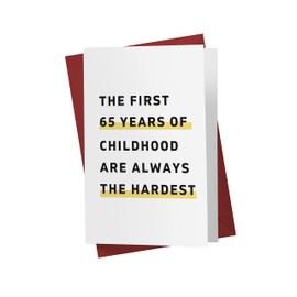 Karto Funny 65th Birthday Card for Men Women - Large 5.5x8.5 inch 65 Years Old Birthday Cards for Him Her - Childhood