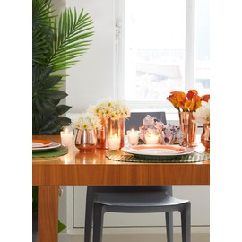 Serene Spaces Living Set of 4 Copper Plated Mini Egg Pot Vase, Decorative Vase, Floral Centerpiece at Weddings, Events, Parties, Home Dining Table, Rose Gold Vases, Measures 3" Tall & 3" Diameter