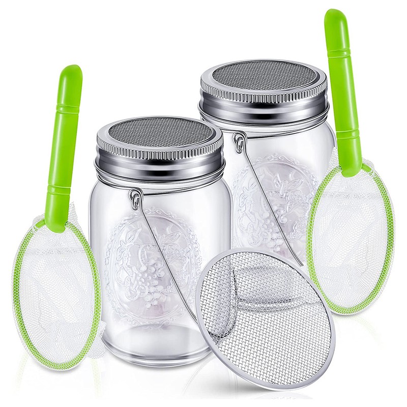 Insect Catcher Kit Bug Collecting Jar with Handle Net Indoor
