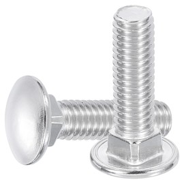sourcing map 4Pcs Carriage Bolts, 3/8"-16x2" Stainless Steel 18-8 (304) Round Head Square Neck Screws Bolt Screw for Fastening Accessories - Silver