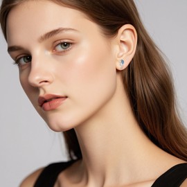 Seahorse Earrings Sterling Silver Dark Blue Translucent Animal Stud Jewelry Birthday Gifts for Women Friends Daughter Granddaughter (Animal earrings-seahorse earrings)