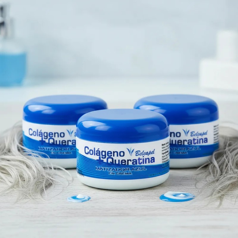 Kit 3 Pzs Crema Azul Colágeno+queratina Belcapel 250ml