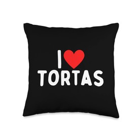 I Love Tortas Throw Pillow, 16x16, Multicolor