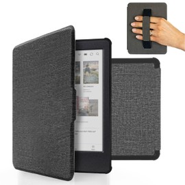 MyGadget Cover compatible with Kobo Clara Colour 2024 | Clara 2E 2022 Magnetic Flip Case - Bookstyle Protector with Elastic Hand Strap - Bright Grey