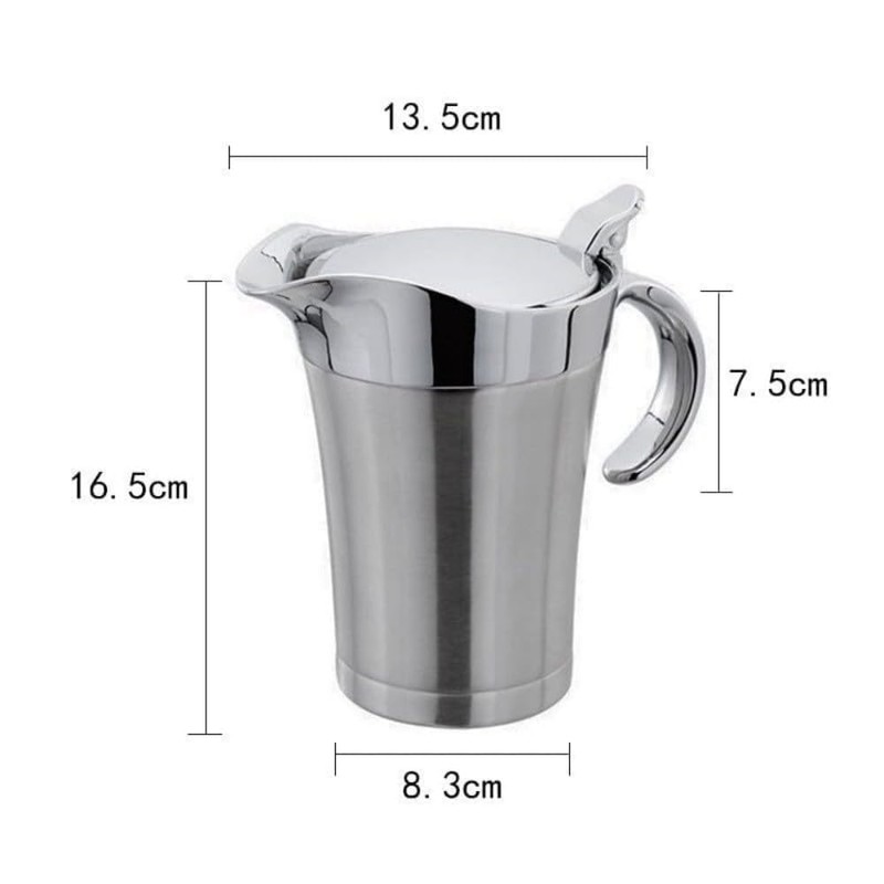 Double Insulated Sauce Jug with Hinged Lid,Ideal Stainless Steel Gravy