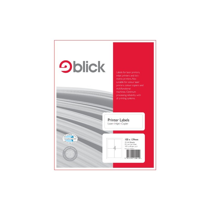 Blick A4 Multi Labels (25 Sheets, 4 per Sheet)