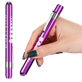 Mudder Nurse LED Penlight Mini Reusable Pen Torch Small Pen Light Torch Doctors Flashlight with Pocket Clip for Nursing Student Home Outdoor Emergency Daily Use, Purple