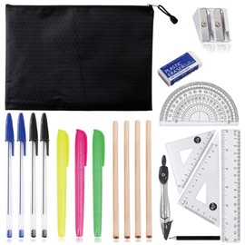 FDRJKN 20-Piece Pencil Case with Stationery Included, School Stationery Set for Students Aged 10-18, Secondary School Stationerys Set for Office, Home