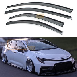 S.H. Fits for 2020-2022 12th Gen Toyota Corolla 4 Door Sedan Sporty Black Trim Smoke Tinted Window Visors Rain Guards Deflector