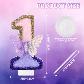 JonesLi Purple Butterfly Number Candle，Butterfly Decorations for Cake，Butterfly Birthday Decorations，Large Pink and Purple Candle，Suitable for Birthdays, Anniversaries, Parties (Large Butterfly, 1)