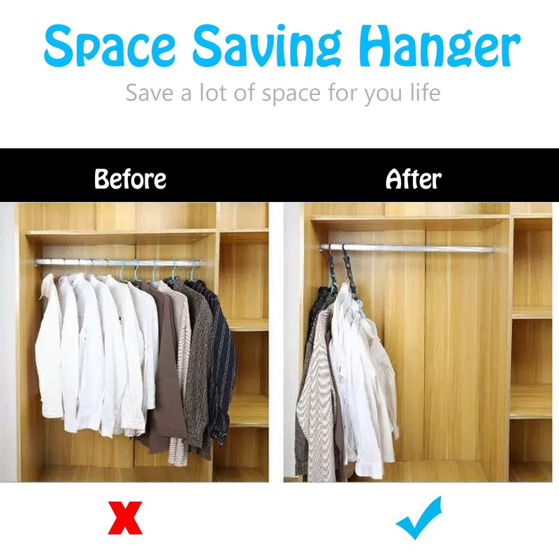 Magic Hangers 10 Pack Space Saving Clothes Hangers Organizer Closet