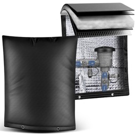 Backflow Insulation Cover- Winter Freeze Protection for Outdoor Pipes and Sprinklers, Heavy-Duty 5-Layer Preventer Insulated, 16W x 20H inches - Black