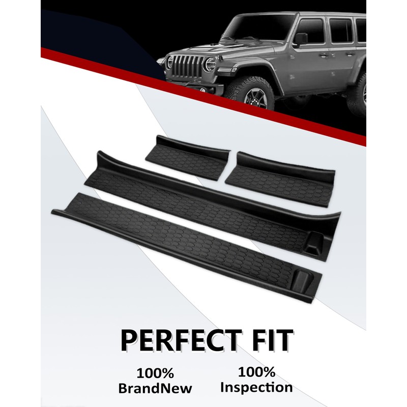 YEBOOCA Door Sill Guards Kit fits 2018-2026 Wrangler JL JLU,