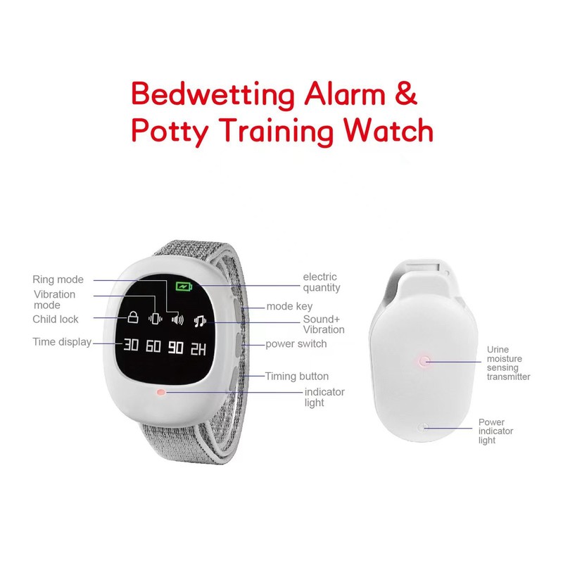 Wireless Bedwetting Alarm 4 Timing Music Vibration Bedwetting Sensor Watch