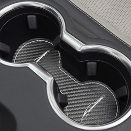 BETTERHUMZ Car Cup Holder Coasters Compatible with Ford Mustang 2024 2025 for Alcantara Carbon Leather Non-Slip Insert Interior Accessories (Carbon Leather)