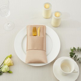 Counfeisly 24 Pack Square Satin Dinner Napkins, 17x17 Inches Silky Soft Smooth Table Cloth Napkins for Restaurant Weddings Banquet Party Decoration, Taupe